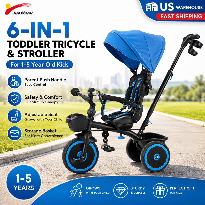 Kids Toys 3 Year Old - Toddler Tricycle & Stroller for 1-5