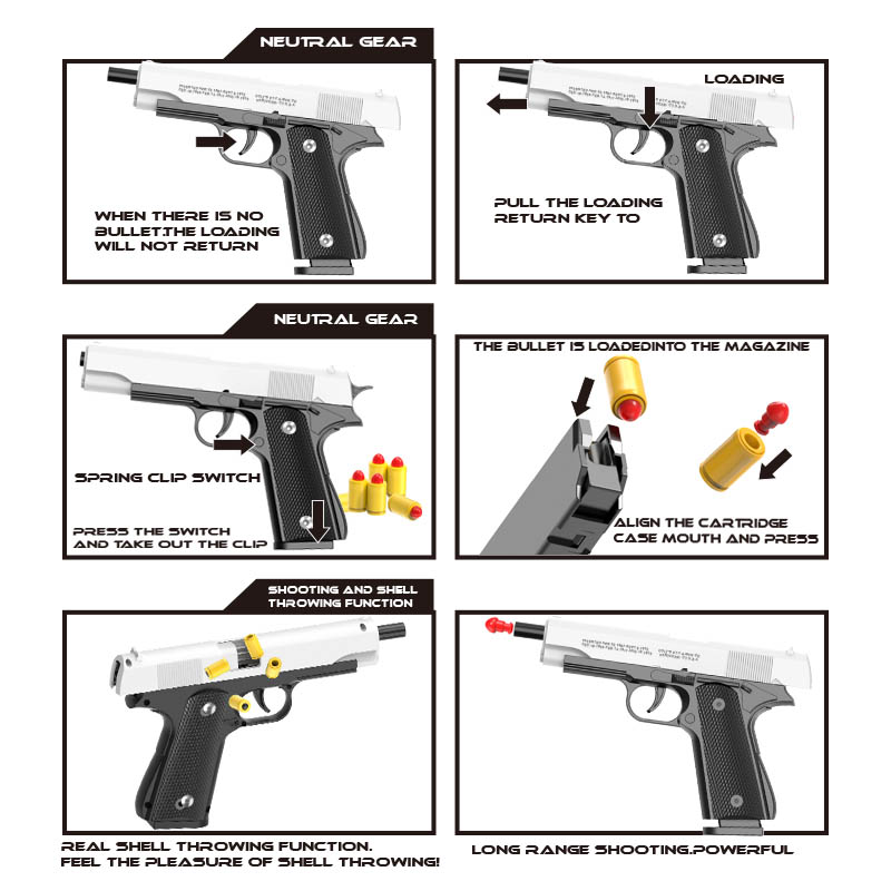 M1911 Colt Toy Gunman Gun, Sof - Catapult Launcher Toy ulasan dan harga